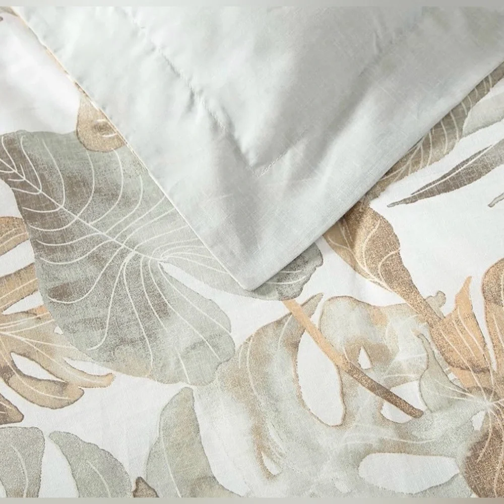 Tommy Bahama Raw Coast Green Cotton Reversible Duvet Cover Set Queen - Picture 6 of 8